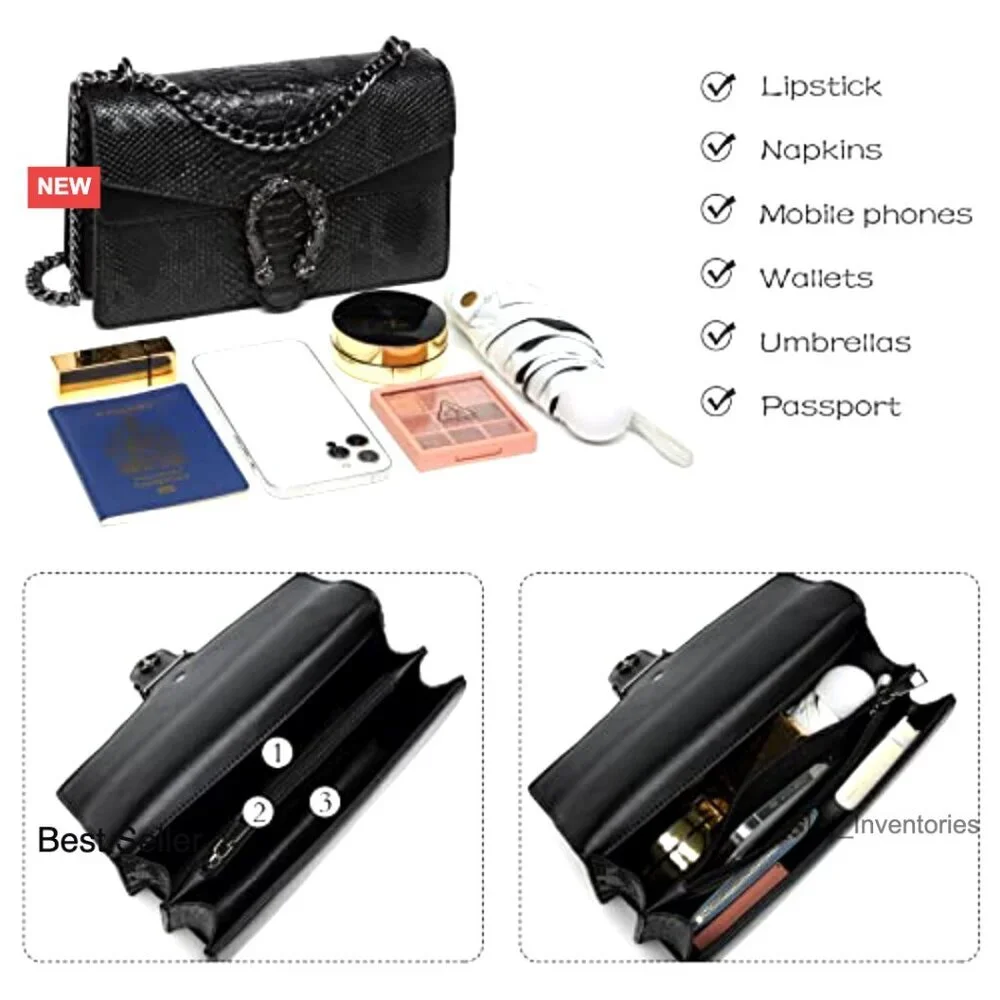 Snake Printed Artificial Leather Crossbody Clutch Evening Bag